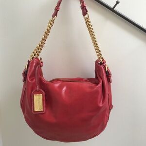 NWOT, Badgley Mischka Red Leather Purse Gold Hardware